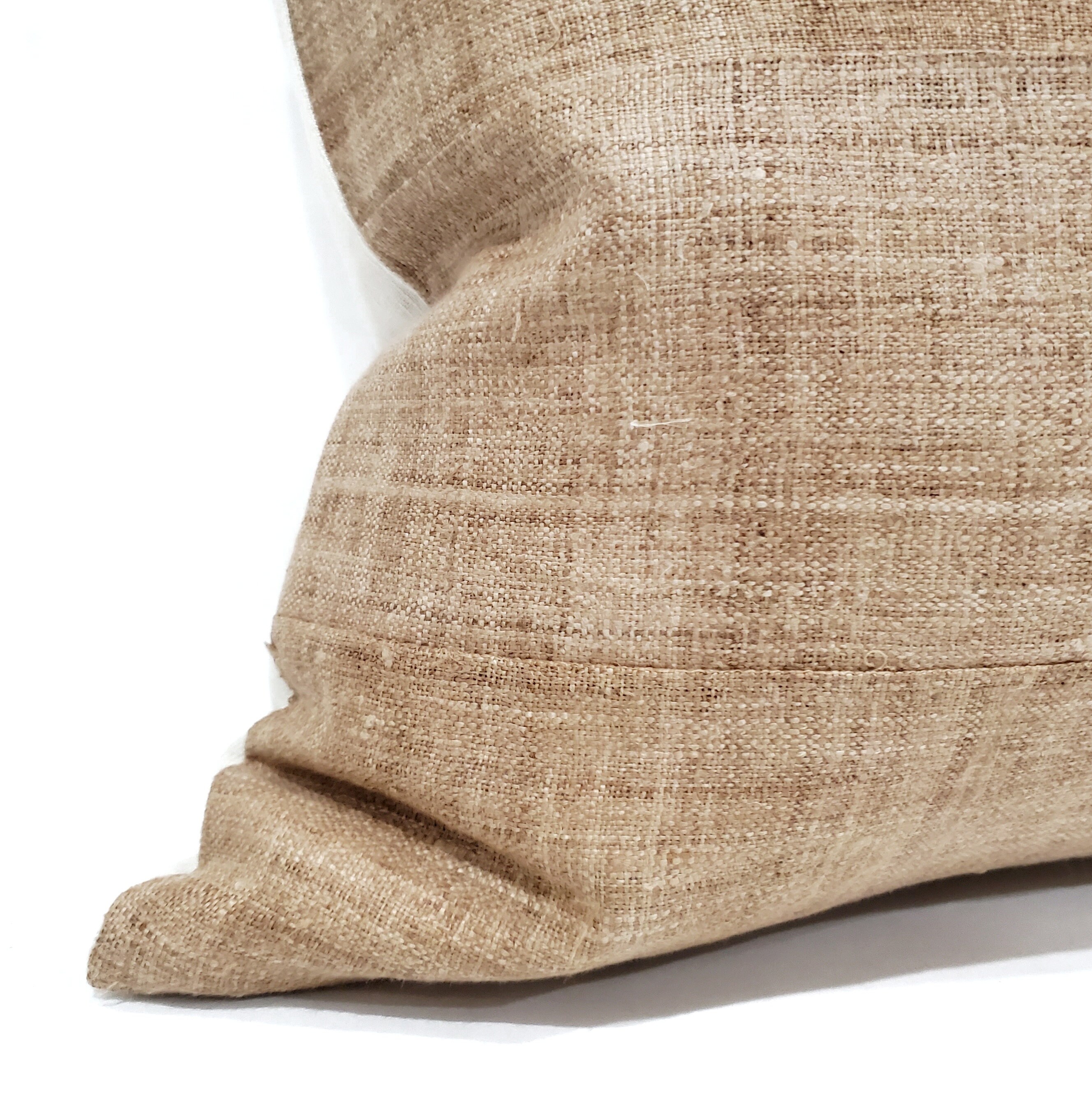 16.5x22 camel/tan hemp linen Hmong pillow cover