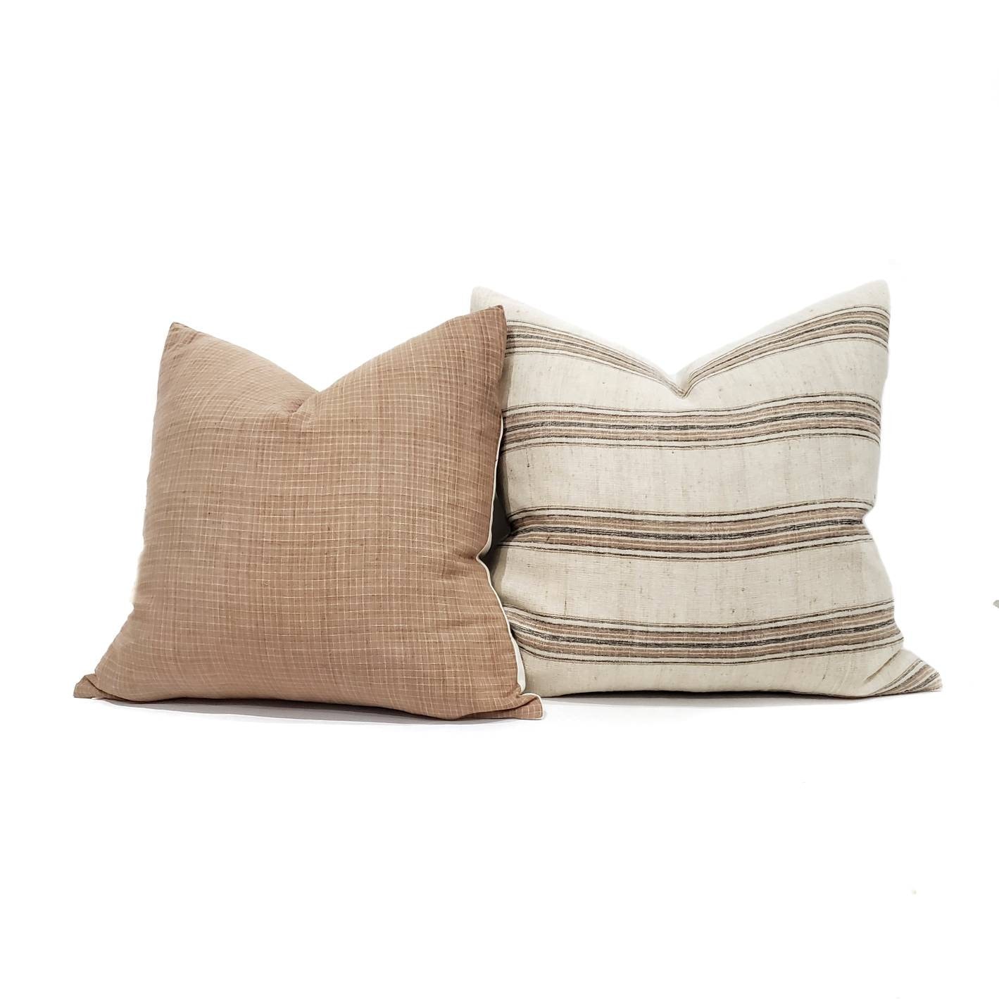 18& 22 wool/cotton muted stripe pillow cover