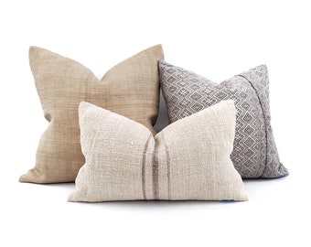 Pillow combo- sand/grey/cream pillow combo of 3 pillows