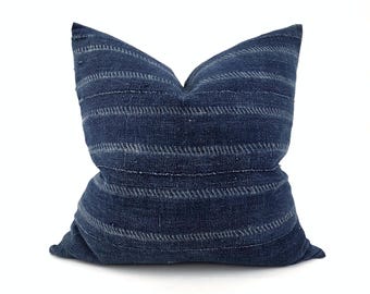 Indigo mudcloth pillows