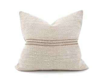 19"×20" latte stripe vinatge grainsack pillow cover