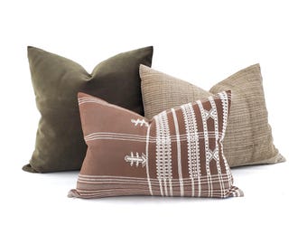 Pillow combo- green/fireweed/brick pillow combo of 3 pillows