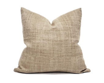 20"& 22" camel/tan hemp linen Hmong pillow cover