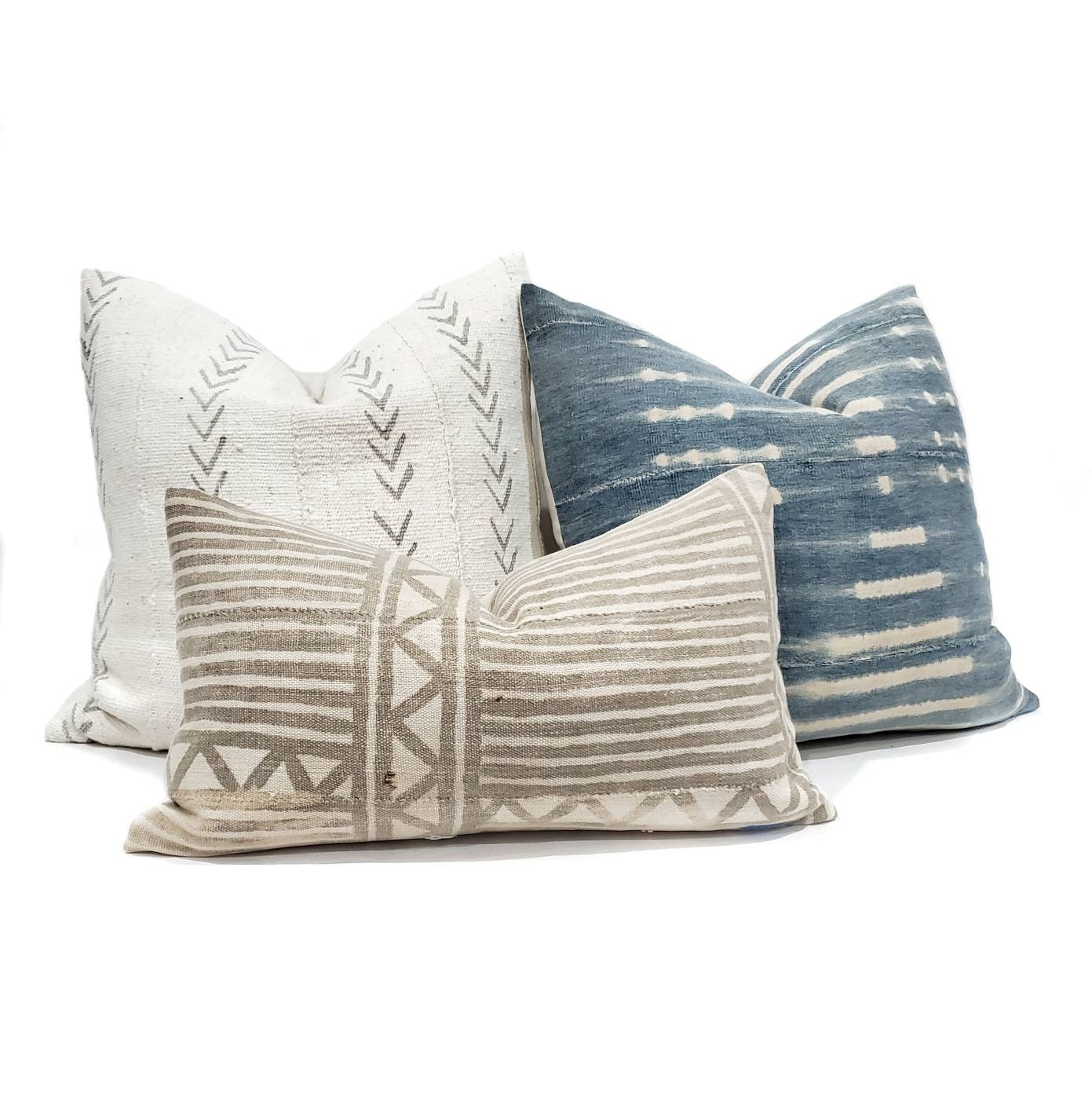 20 faded indigo mudcloth pillow cover