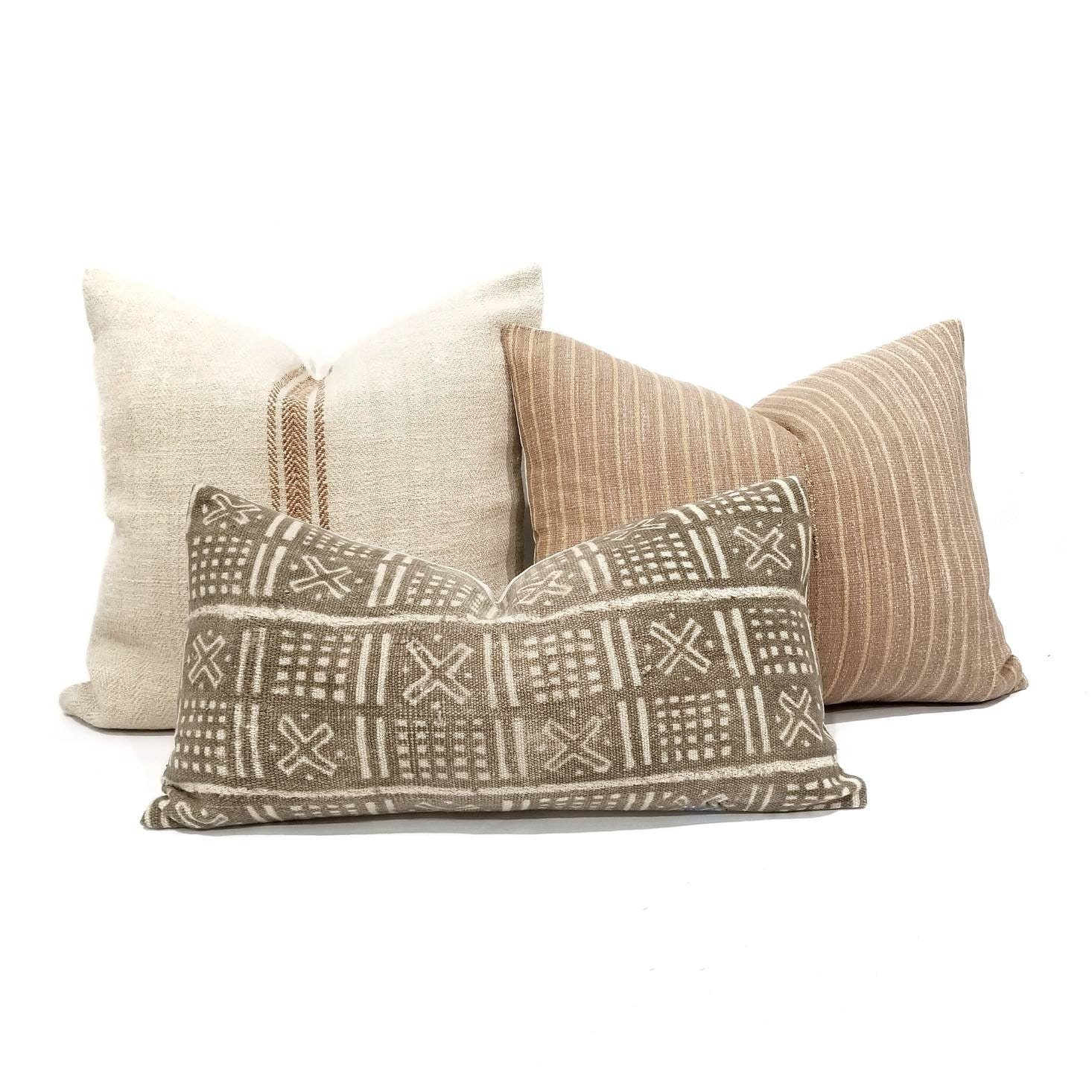 Reserved, Mudcloth pillow, 12×23 vintage brown x pattern mudcloth