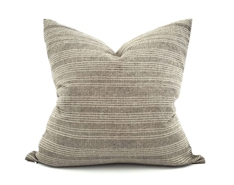 Various sizes muted olive stitched stripe cotton pillow cover