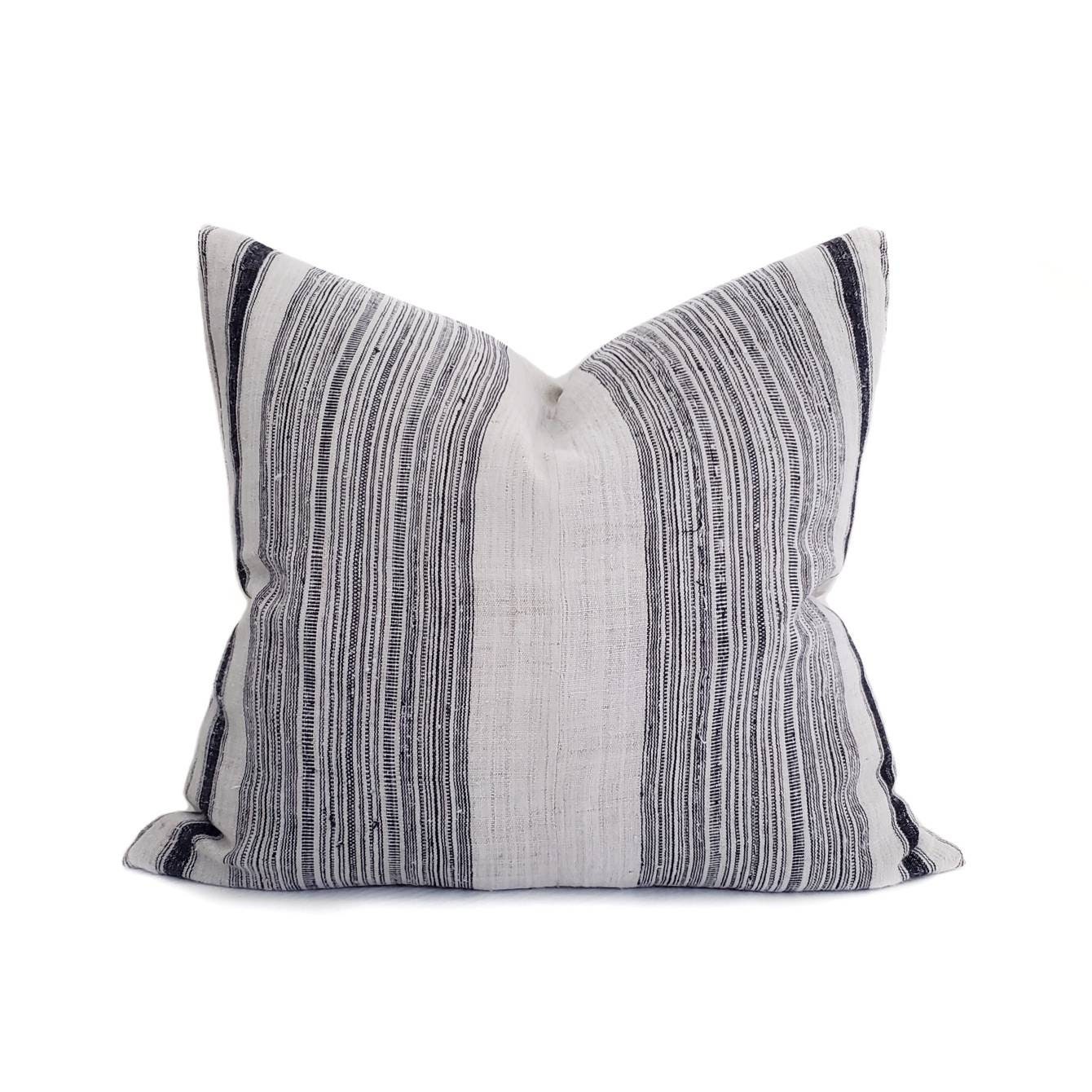 22×24 indigo stripe hmong hemp pillow cover