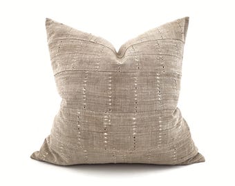 20" vintage khaki Aso oke pillow cover