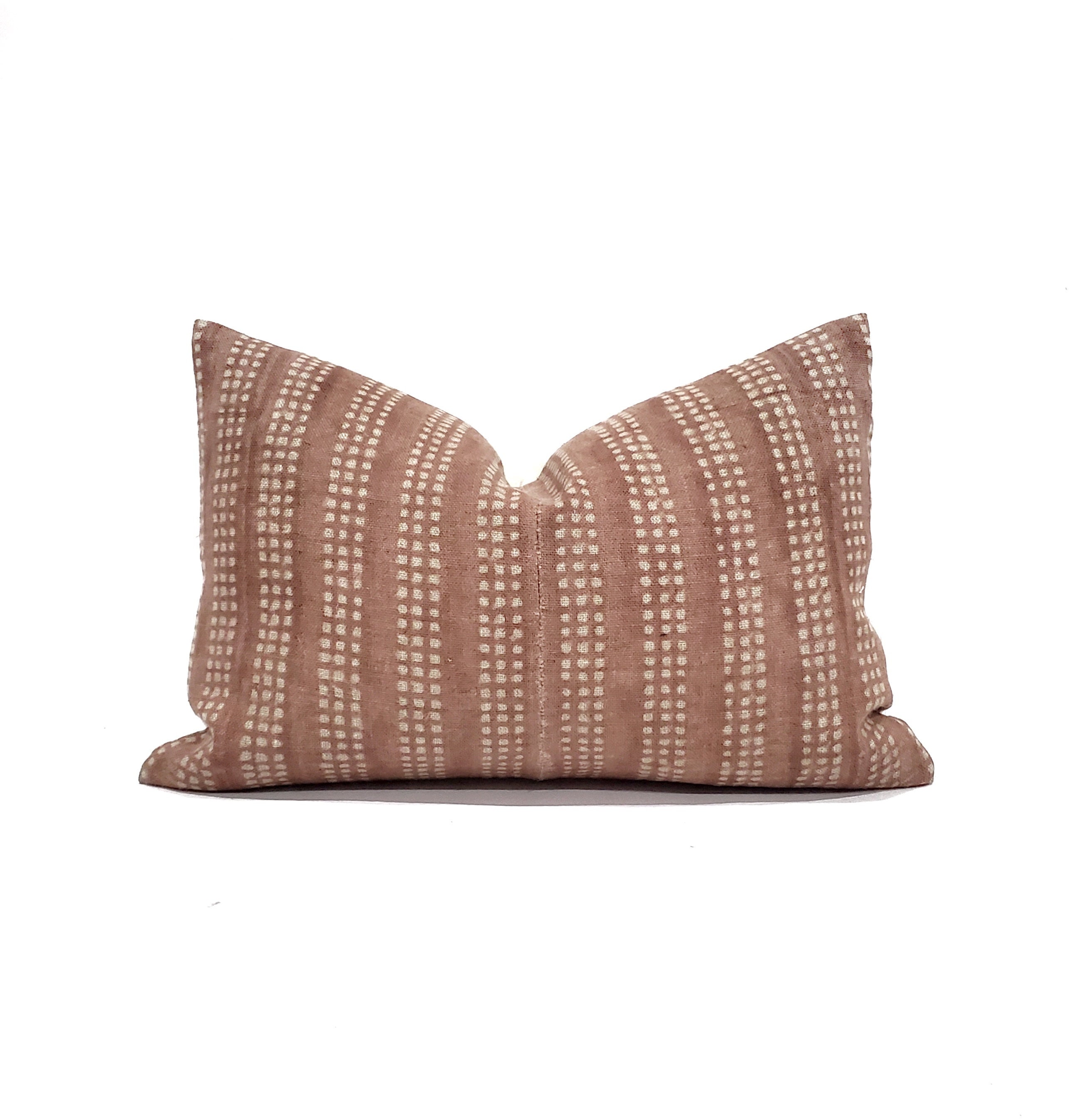 13x19.5 hand block print terra cotta flax linen pillow cover