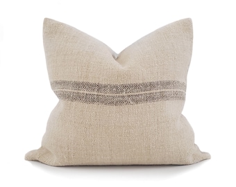 Charcoal stripe grainsack pillow cover