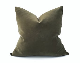 20" dark green velour pillow cover