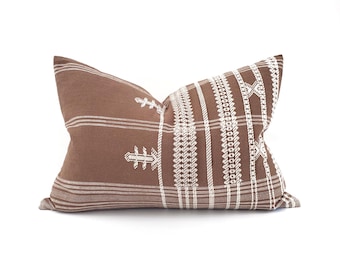 14"×20" brick Indian cotton embroidered pillow cover