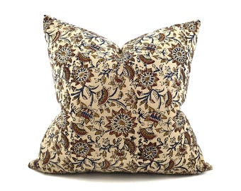 Various sizes flower hand block printed cotton pillow