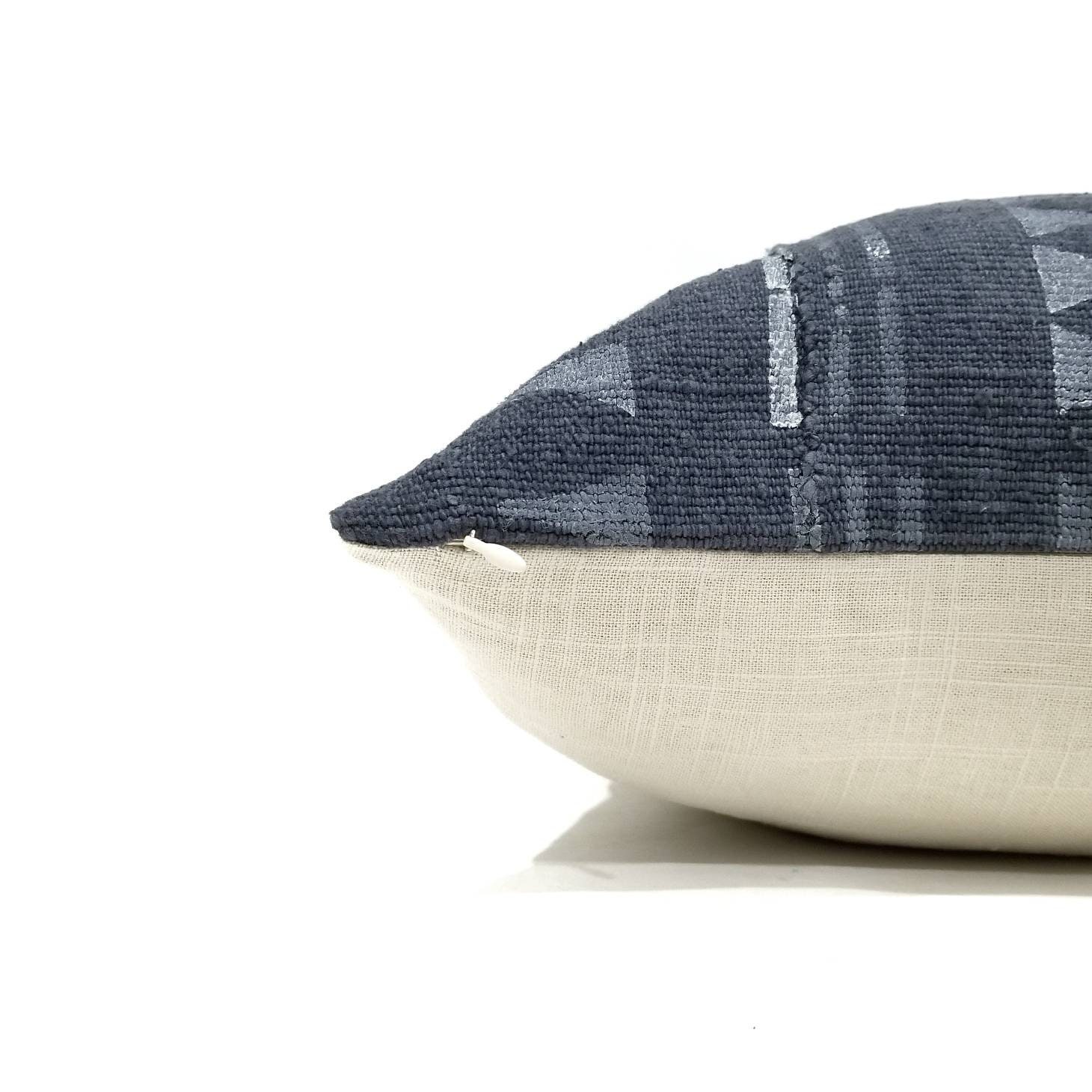 13×35 Dark blue gray mudcloth bed pillow