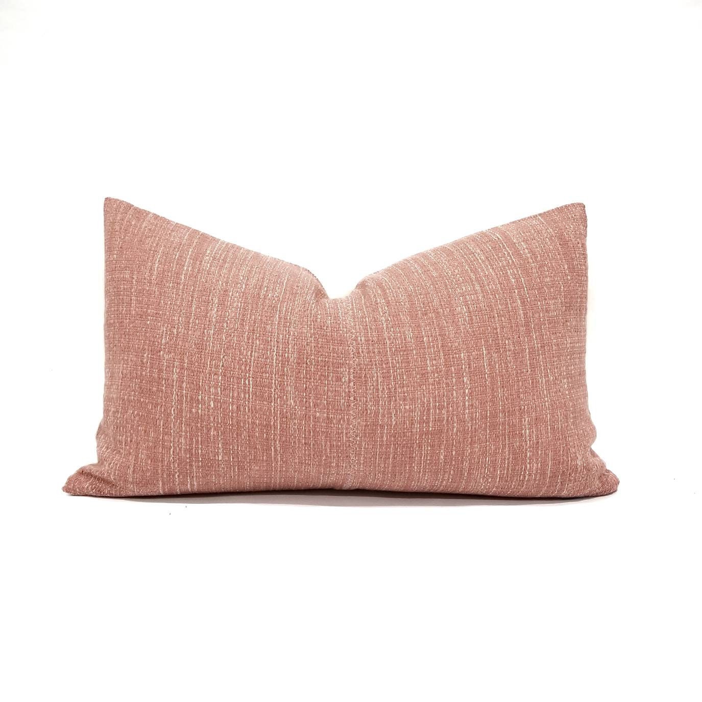 12x 20 dusty coral pink stripe Asian textile cotton pillow cover