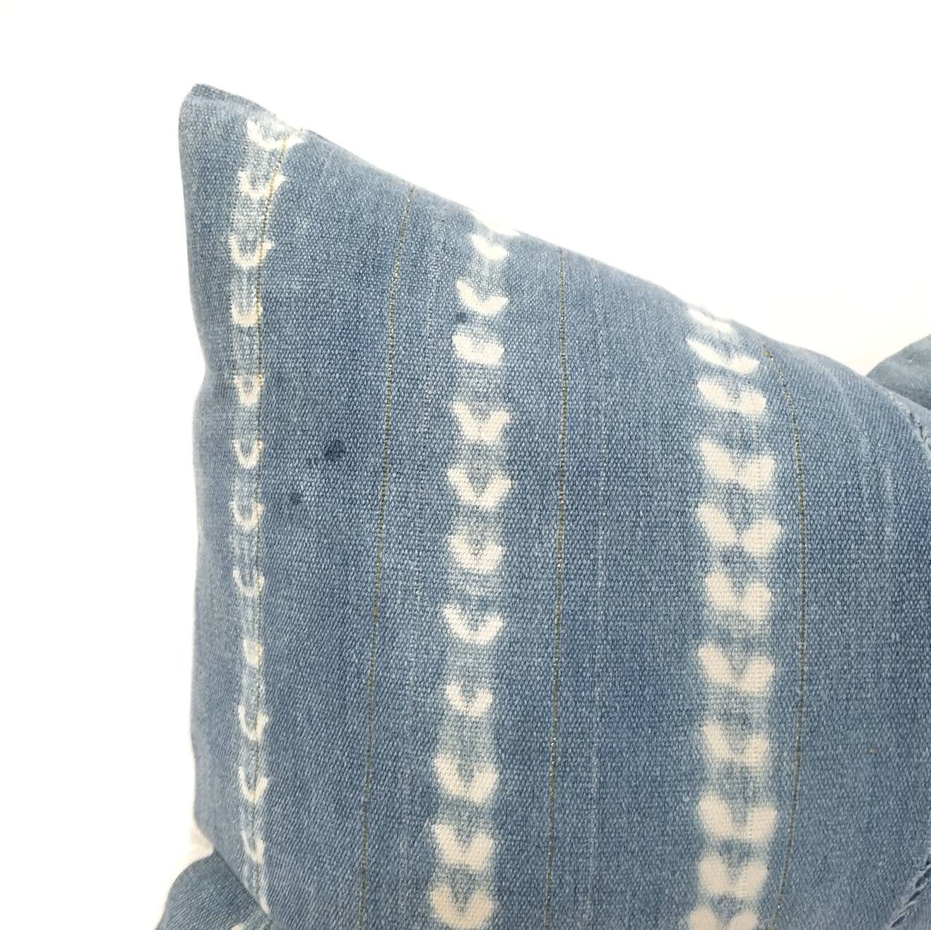 12x20 faded indigo mudcloth pillow cover