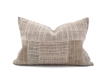 14"×20" patchwork fireweed Chinese hemp linen pillow cover