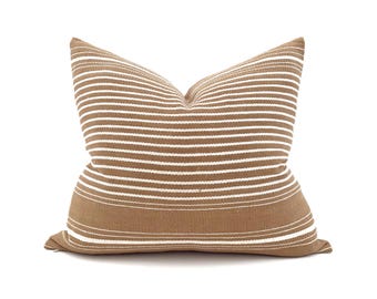 18"×20" muted burnt clay stripe cotton pillow cover