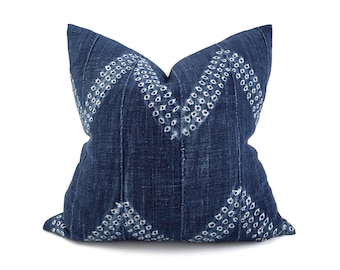 20" indigo mudcloth pillow cover