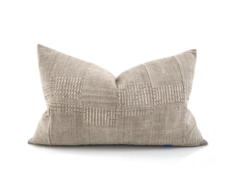 14"×22" vintage khaki Aso oke pillow cover