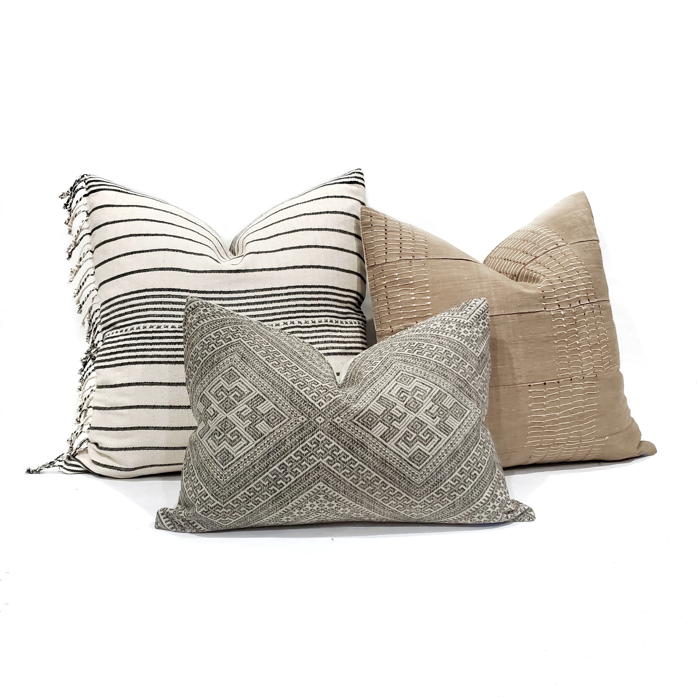 20 khaki Aso oke pillow cover