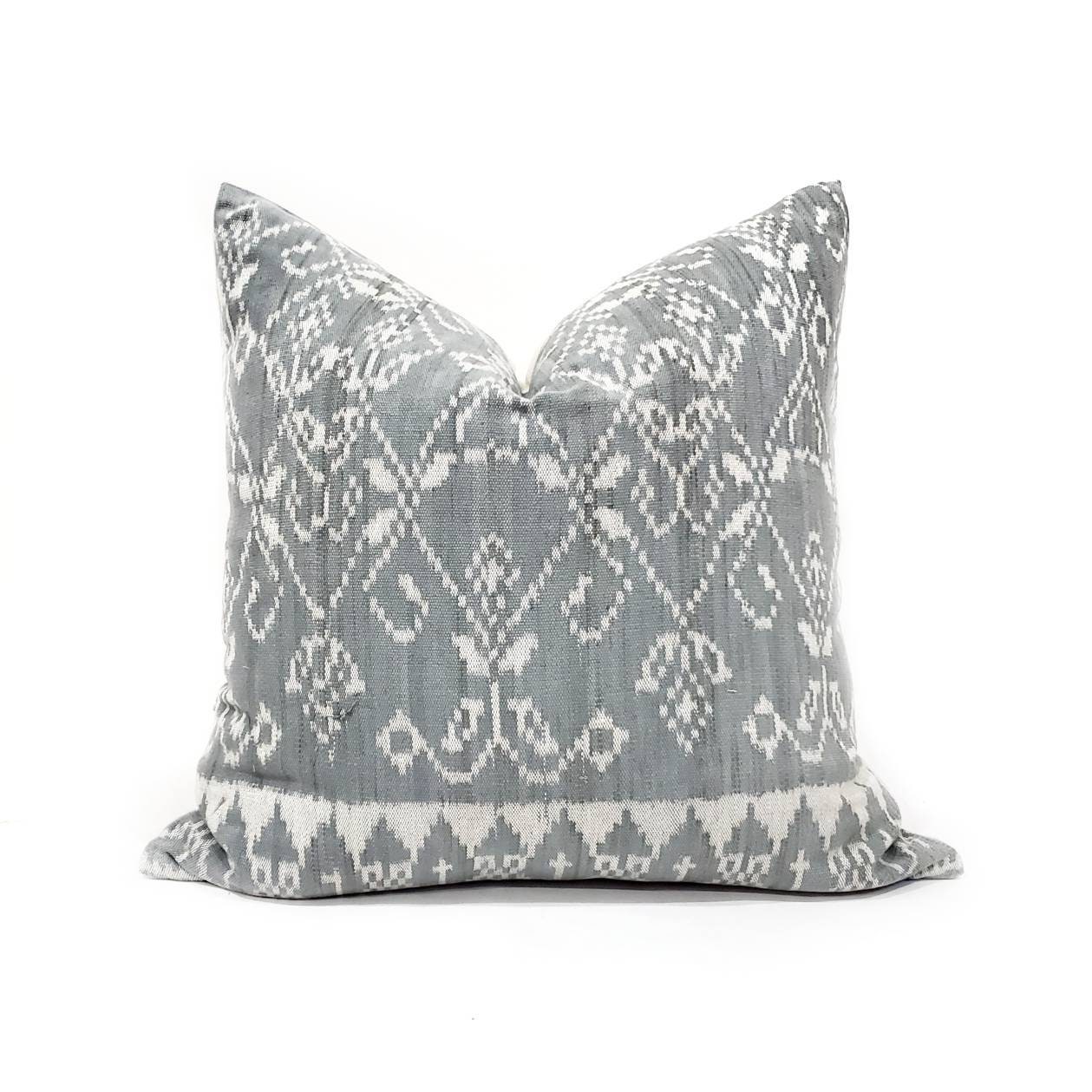 20 muted blue grey ikat pillow cover