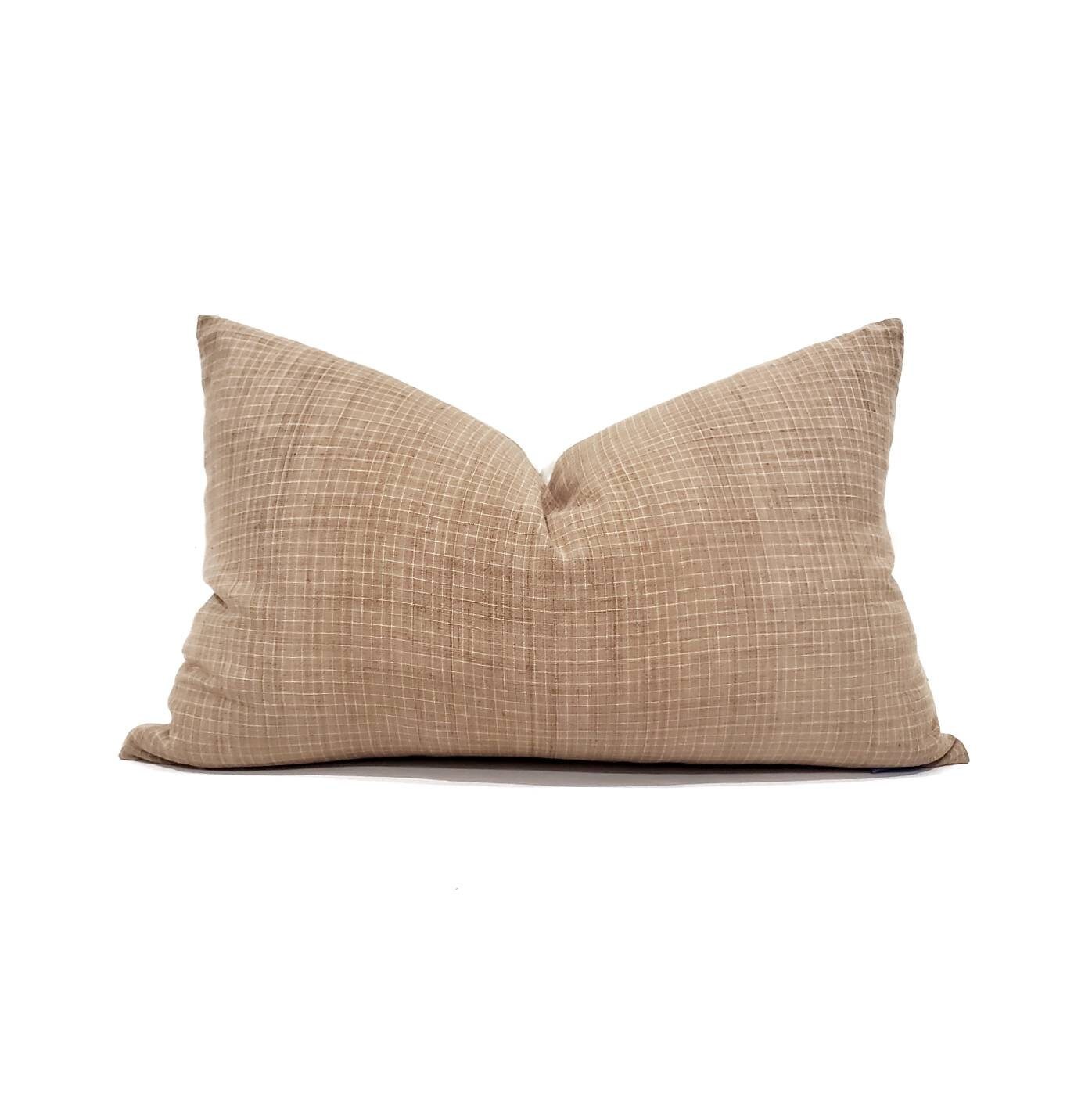 14x22 muted terra cotta small plaid pillow cover