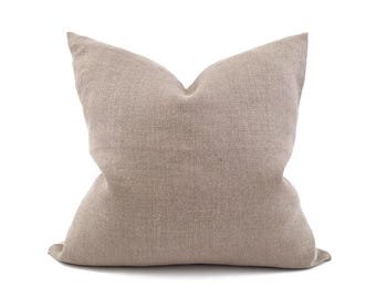 Various sizes heavyweight mushroom colored belgian linen pillow cover