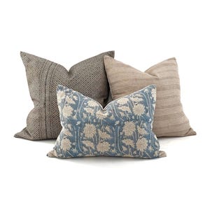 Pillow combo- brown/taupe/teal flower combo of 3 pillows