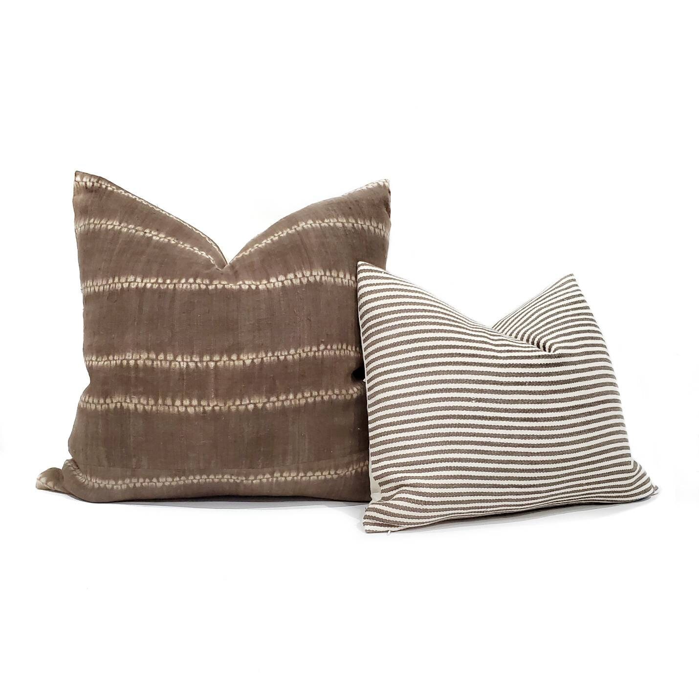 16×20 brown stripe Asian textile cotton pillow cover