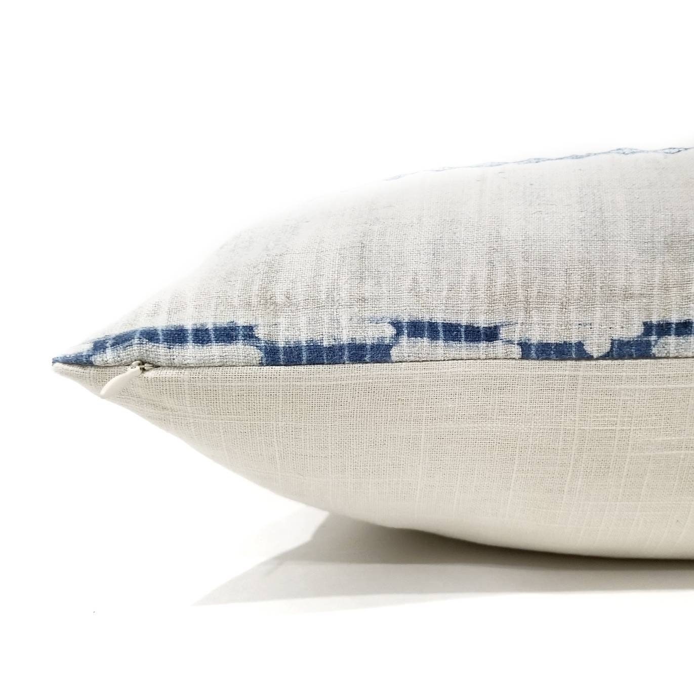 17×20 Hmong indigo print hemp linen pillow cover