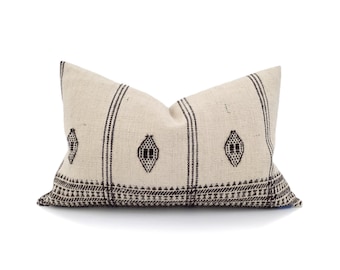 13"×20" vanilla w brown embroidery  Indian wool pillow cover