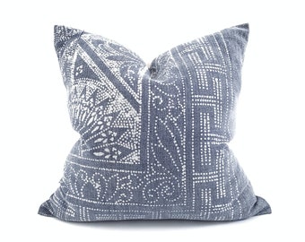 20" indigo Chinese batik pillow cover