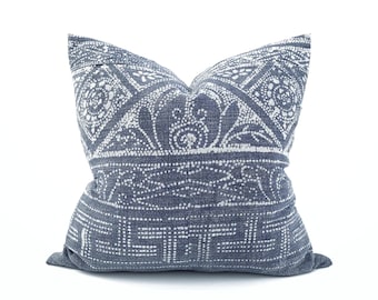 20" indigo Chinese batik pillow cover