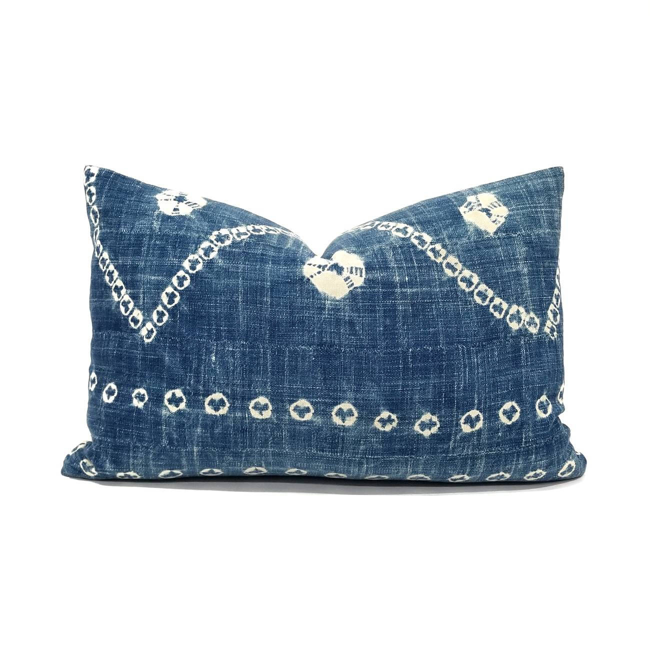 14x22 Indigo mudcloth pillow cover
