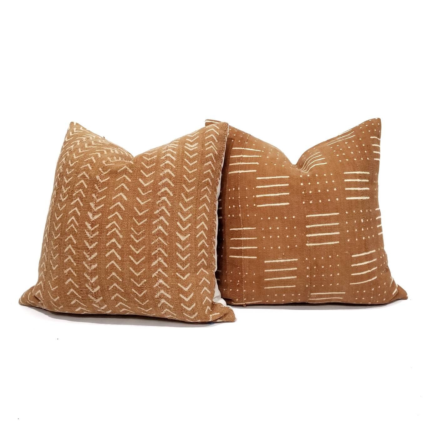 Rust mudcloth pillow cover in various sizes