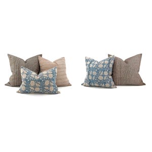 Pillow combo- brown/taupe/teal flower combo of 5 pillows
