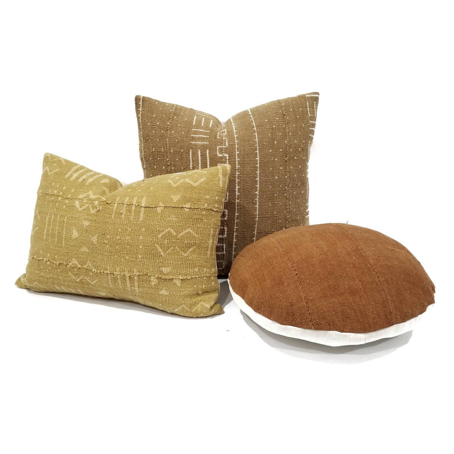 Camel mudcloth pillow cover in various sizes