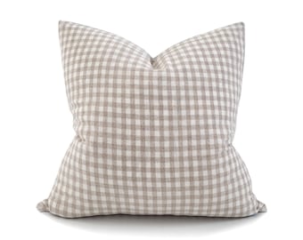 Various sizes cream/beige gingham pillow cover
