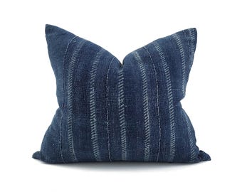 18"x20" indigo mudcloth pillow cover