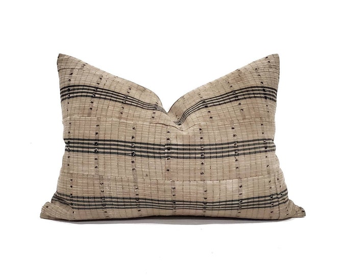 Mudcloth Pillow, Various Sizes Khaki/hunter Green Stripe Aso Oke Pillow