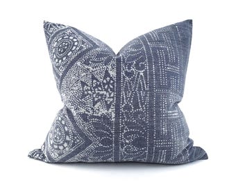 19.5"x20" indigo Chinese batik pillow cover