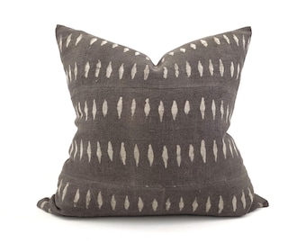 Various sizes dark muted brown hand block printed linen pillow cover