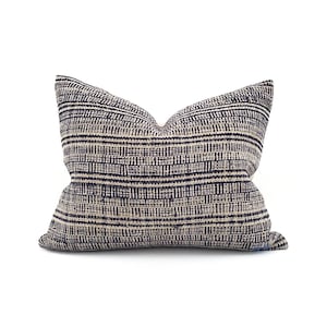 hmong pillow cover, various sizes indigo hemp linen plaid pillow, farmhouse pillow