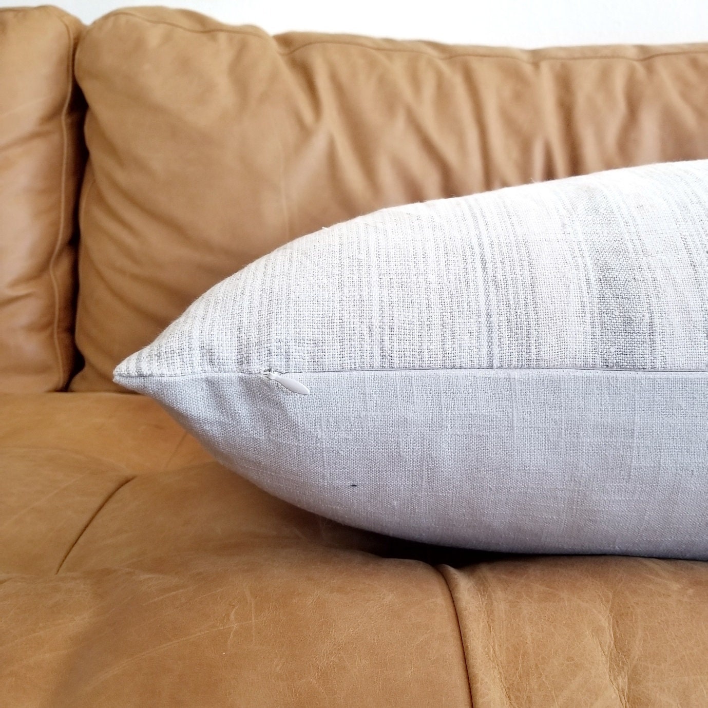 14x24 light grey stripe hmong hemp pillow cover