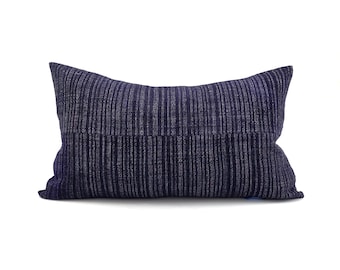 13"×22" navy fireweed Chinese hemp linen pillow cover