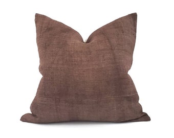 Various sizes brownish rust hemp linen Hmong pillow cover