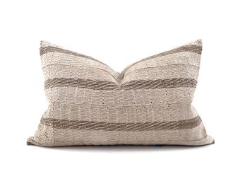 13"×20" khaki stripe vintage Aso oke pillow cover