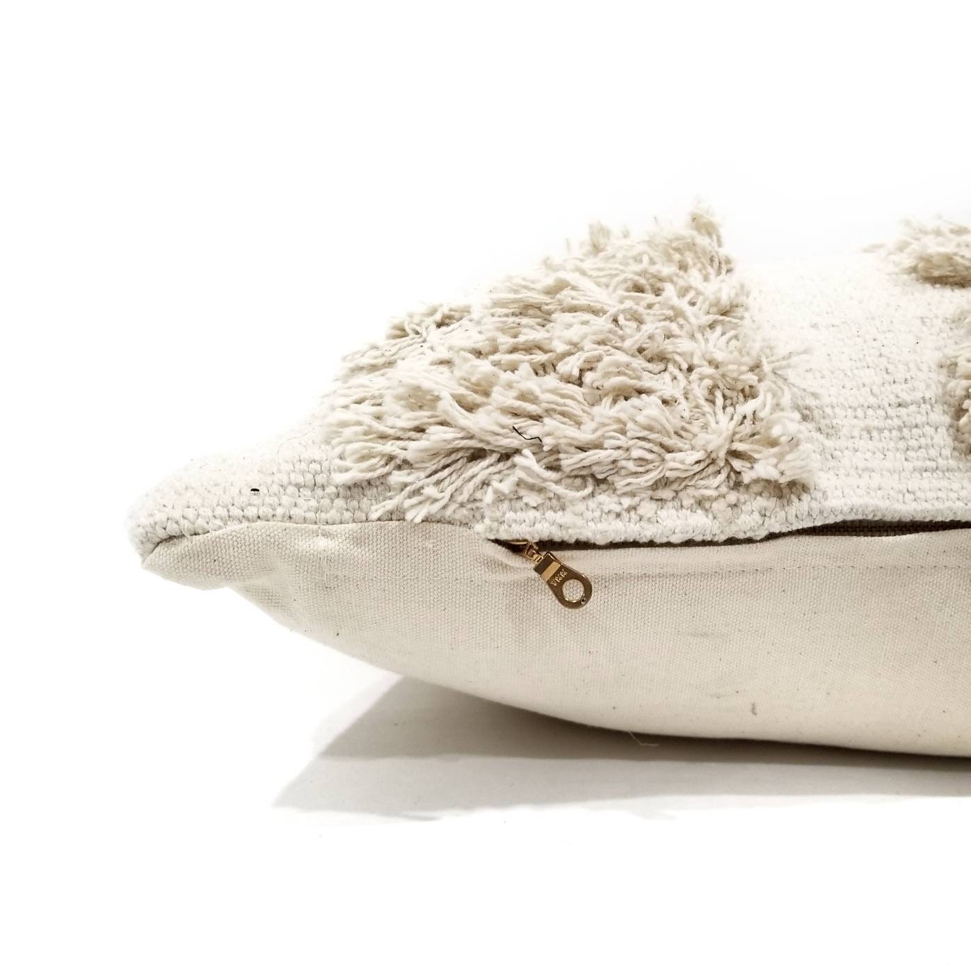 14×20 cream cotton fringe pillow cover