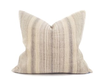 22"×24" grey stripe hmong hemp pillow cover